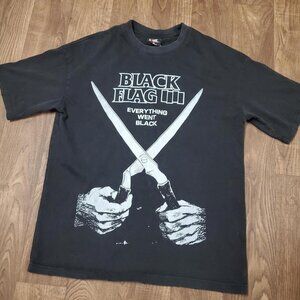 mens black  Black Flag Everything went to black punk Tee / T-shirt